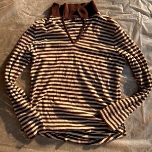 Liz Claiborne Brown and Cream Striped Top